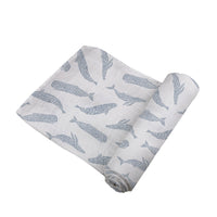 Thumbnail for Newcastle - Blue Shadow Whales Bamboo Swaddle -