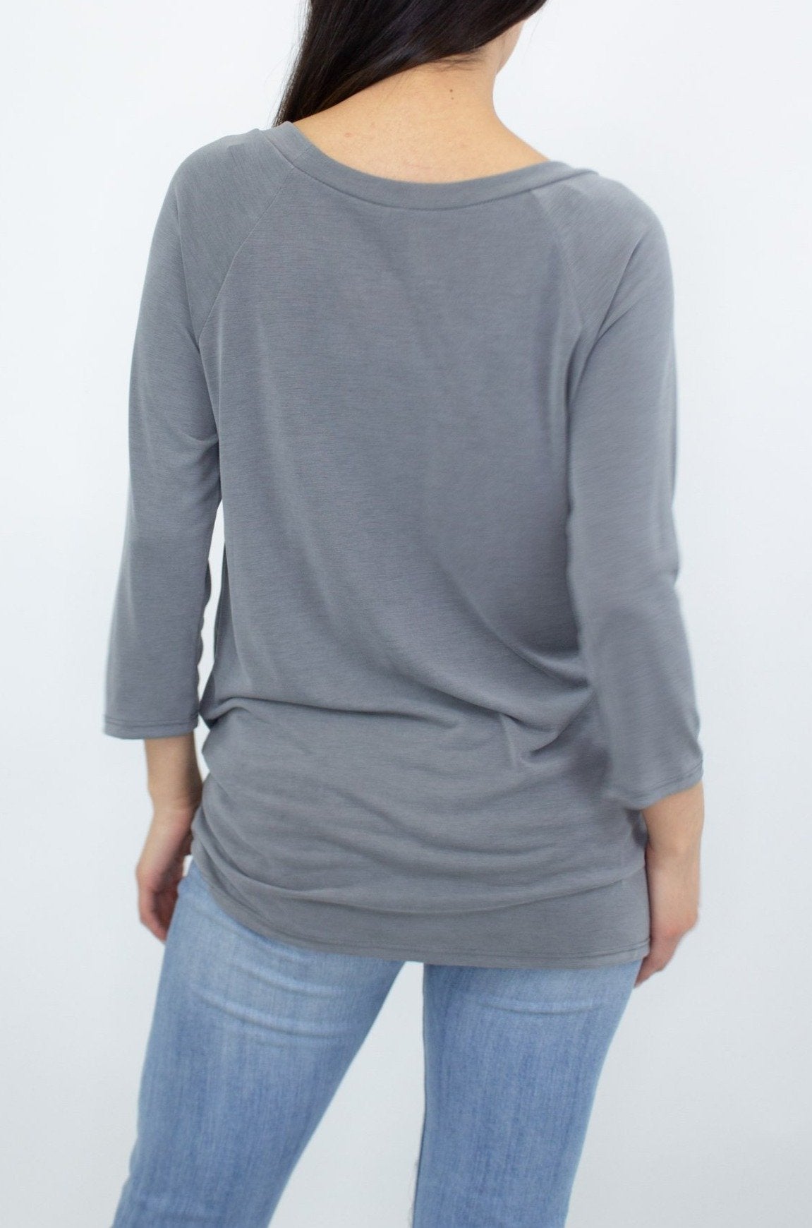 Stylespect - Twisted Front Comfortable Top - Grey - 1 COLOR -