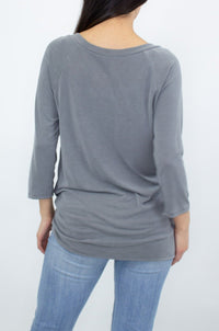 Thumbnail for Stylespect - Twisted Front Comfortable Top - Grey - 1 COLOR -