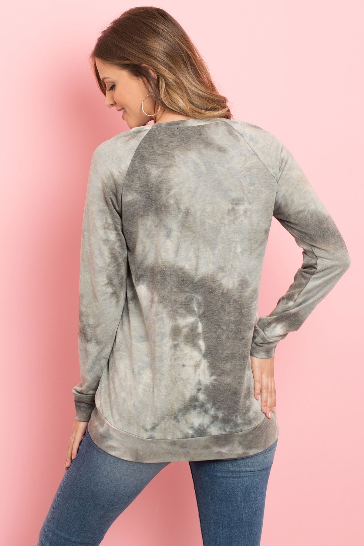 Riah Fashion - Tie Dye Long Sleeve Top With Kangaroo Pocket - 4 COLORS -