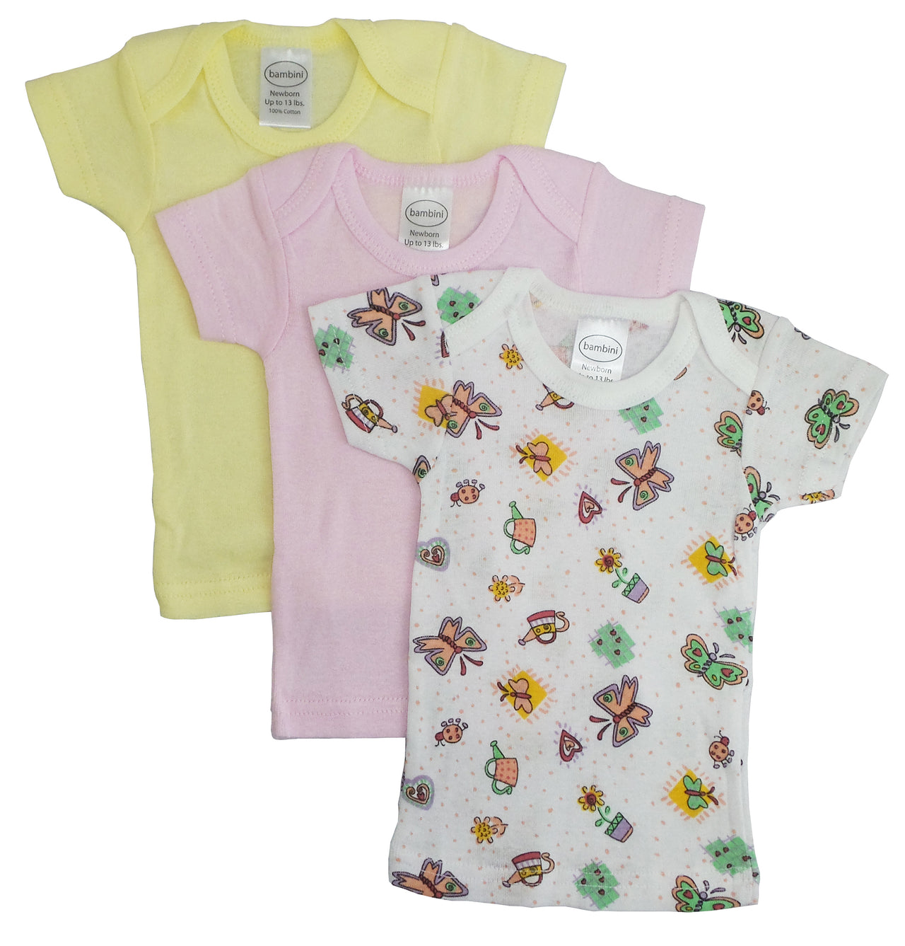 Bambini Girls Printed Short Sleeve Variety Pack - 3 PACK -