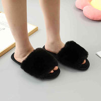 Thumbnail for Faux Fur Open Toe Slippers - T - 5 COLORS -