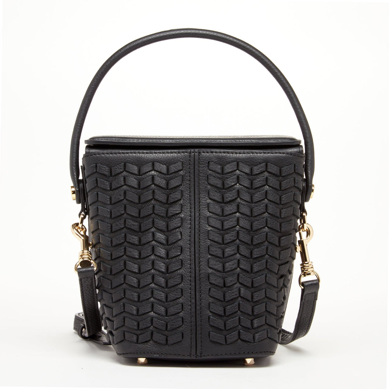 Anna Woven Leather Bag Black -