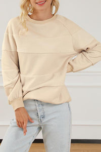 Thumbnail for Striped Round Neck Long Sleeve Sweatshirt - K - 1 COLOR -