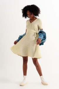 Thumbnail for Q2 - Mini Wrap Dress in Daisy Print - 1 COLOR -