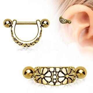 Gold Daisy Ear Cuff Cartilage Earring -