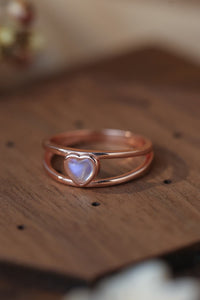 Thumbnail for Moonstone Heart 925 Sterling Silver Ring - T - SIZES 6 THRU 9 - 2 FINISHES -