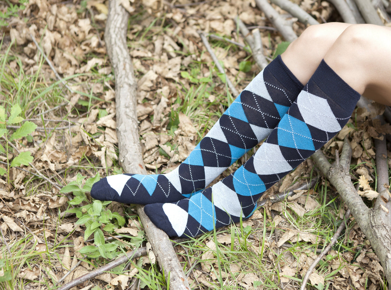 Women's High-Class Argyle Knee High Socks Set - 5 PACK -