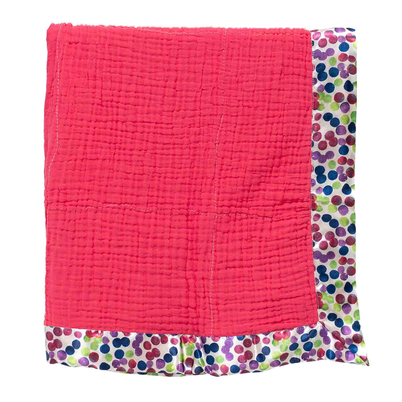 Cabin Measures - Organic Cotton Gauze Polka Dot Satin Trim Baby Blanket - 2 COLORS -