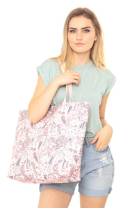 Thumbnail for Riah Fashion - Pink Paisley Tote Bag - 1 COLOR -