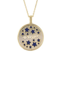 Thumbnail for Zodiac Lapis Lazuli Gemstone Star Constellation Pendant Necklace Gold Virgo -