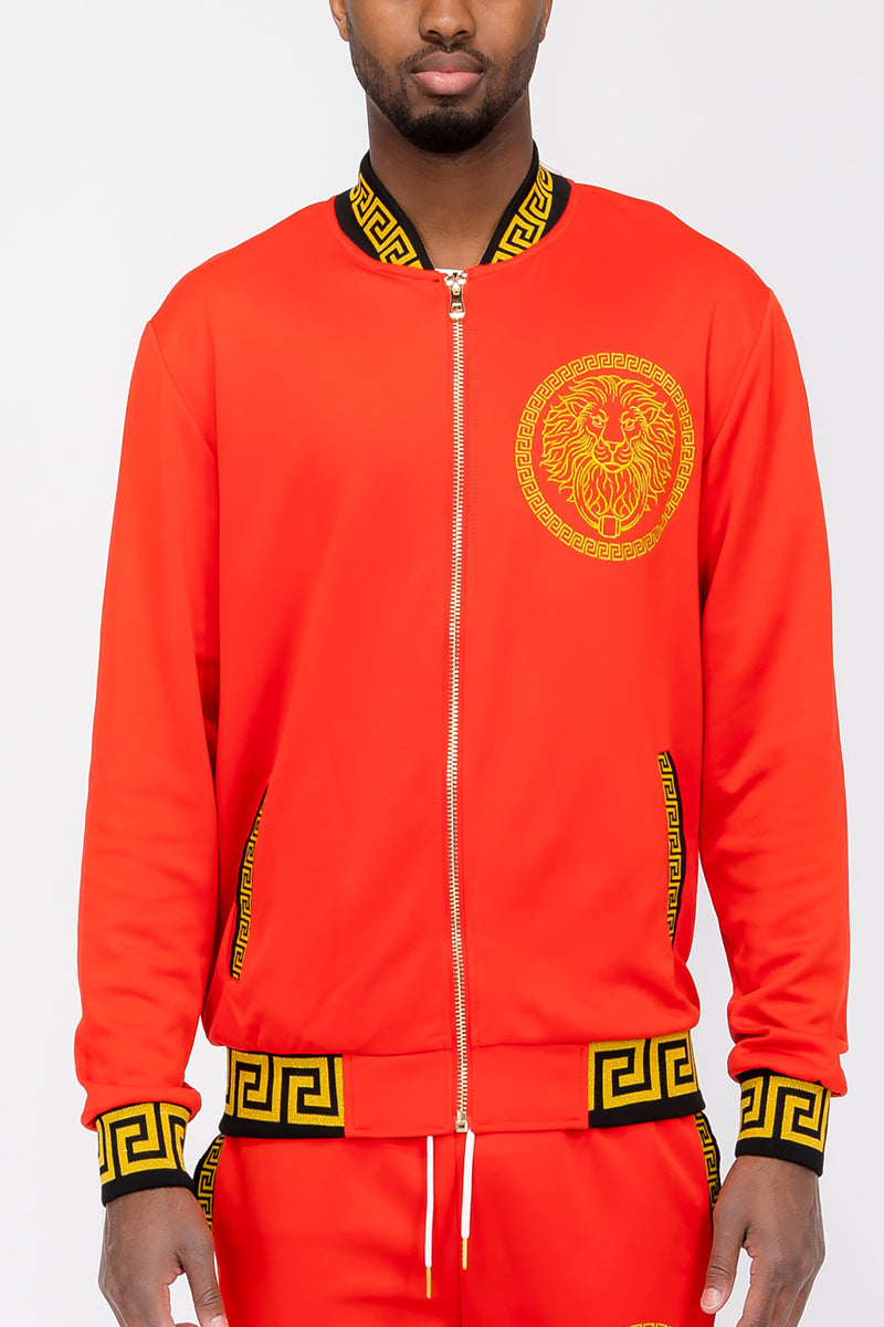 Lion Head Embroidered Track Jacket - 4 COLORS -