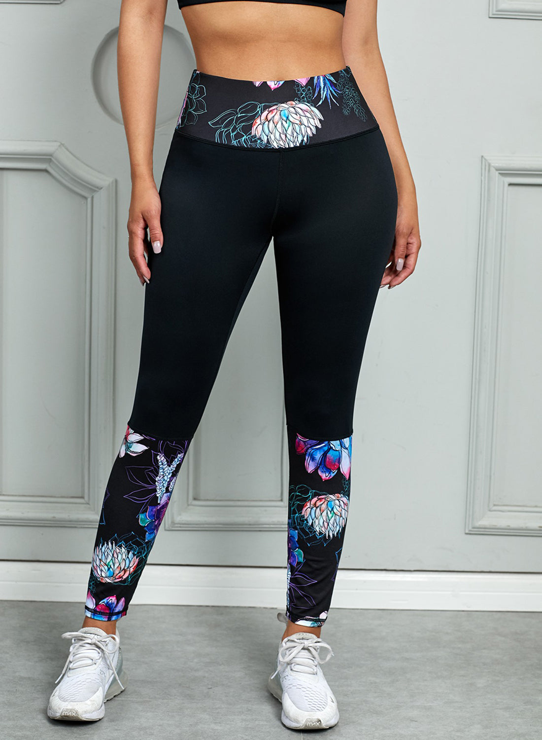 Printed Wide Waistband Active Leggings - T - 2 COLORS -