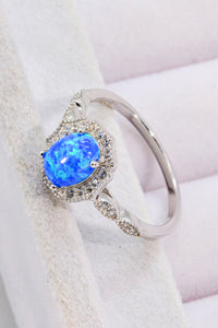 Thumbnail for Opal and Zircon 925 Sterling Silver Ring - T - SIZES 5 THRU 10 - 1 COLOR -