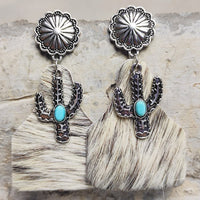 Thumbnail for Turquoise Decor Cactus Alloy Earrings - T - 7 STYLES -