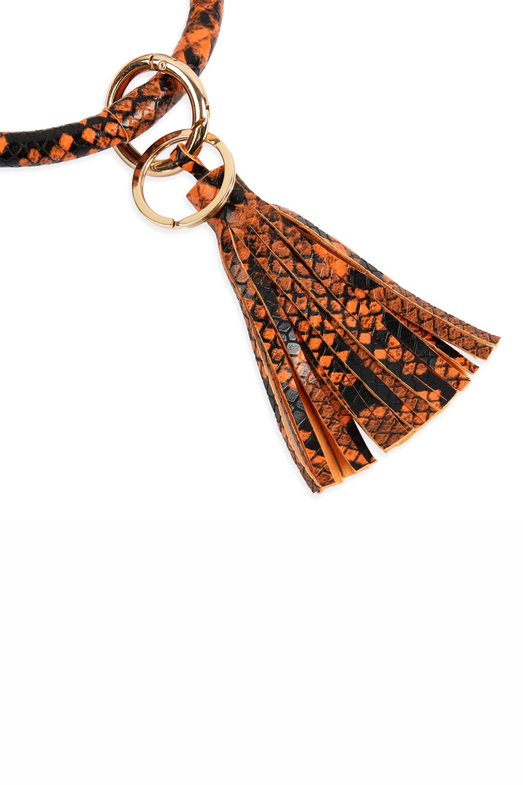 Snake Skin Printed Tassel Key Ring Bracelet - 7 COLORS -