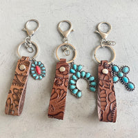 Thumbnail for Turquoise Genuine Leather Key Chain - 6.1