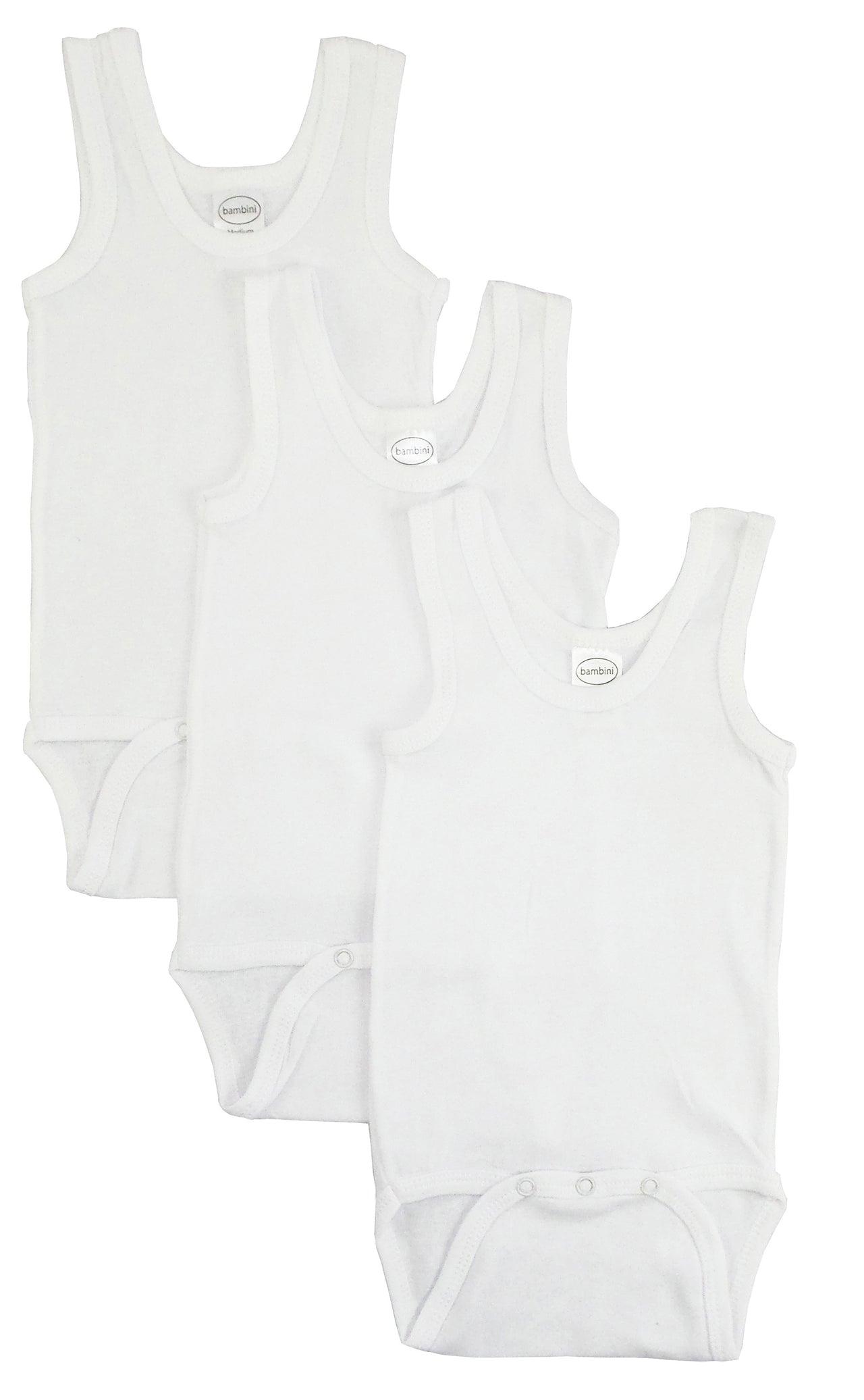 Bambini White Tank Top Onezie - 3 PACK - 1 COLOR -