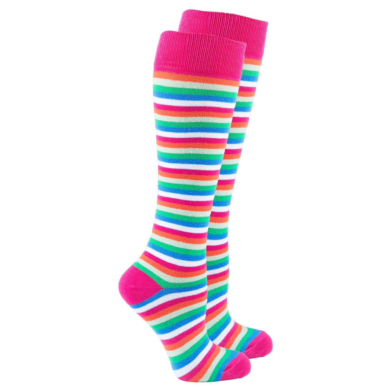 Women's Pink Blush Stripe Knee High Socks - 1 COLOR -