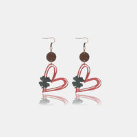 Thumbnail for Wood Cutout Heart Dangle Earrings - T - 1 COLOR -