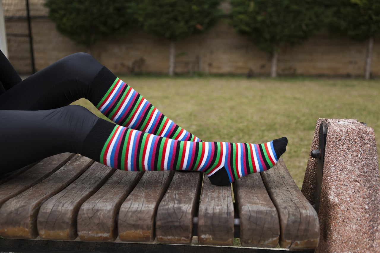 Women's Blackish Stripe Knee High Socks - 1 COLOR-