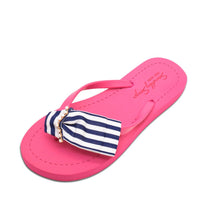 Thumbnail for SAND BY SAYA N.Y. - Marine Park Stripe Bow  - Embellished Flat Flip Flops Sandal - 5 COLORS -