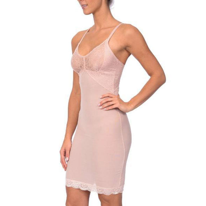 Hi Power Mesh Full Body Slip Shaper With Lace Detail at Bust -