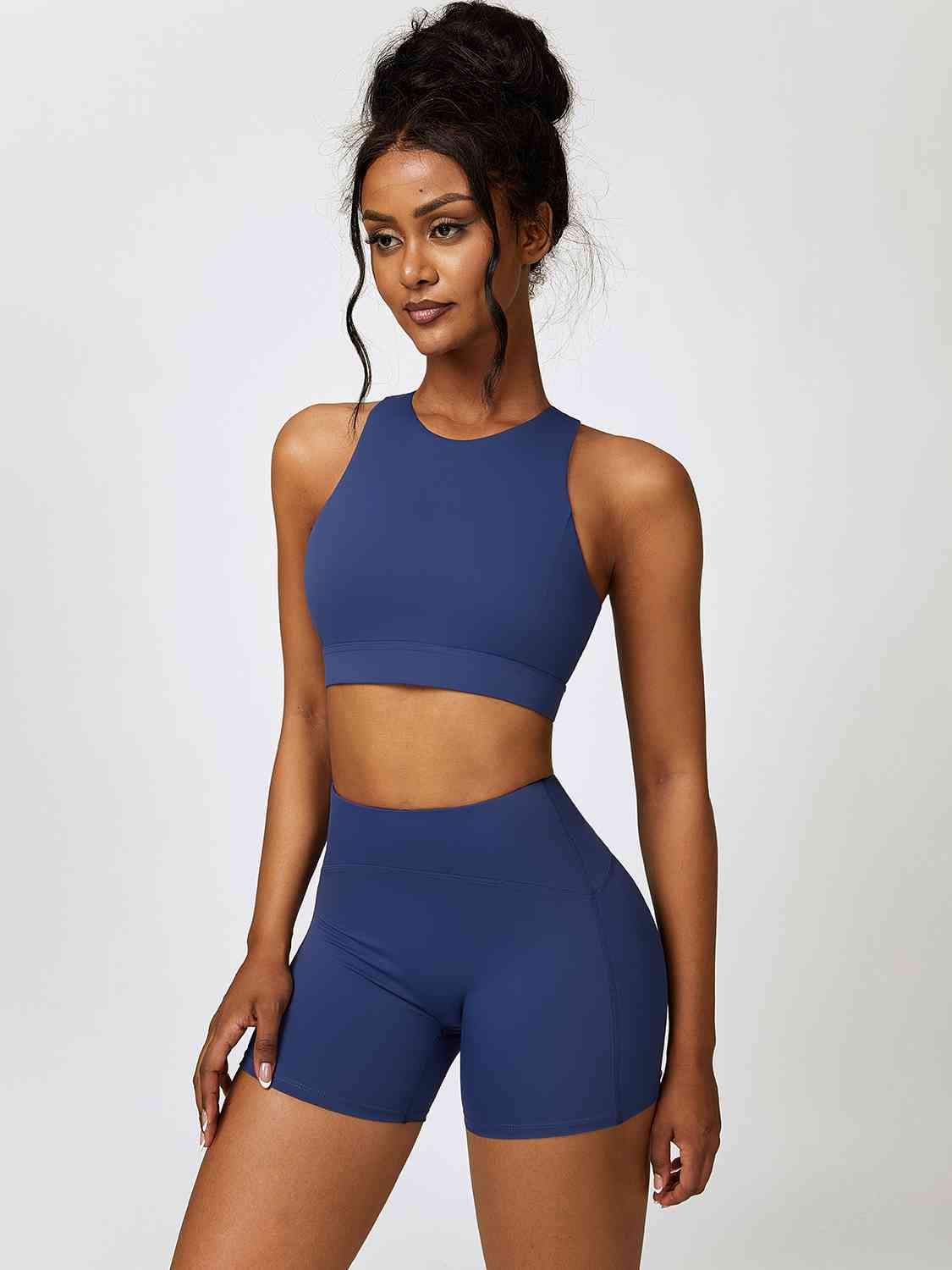 Cutout Cropped Sport Tank and Shorts Set - 2 PCS. - T - 5 COLORS -