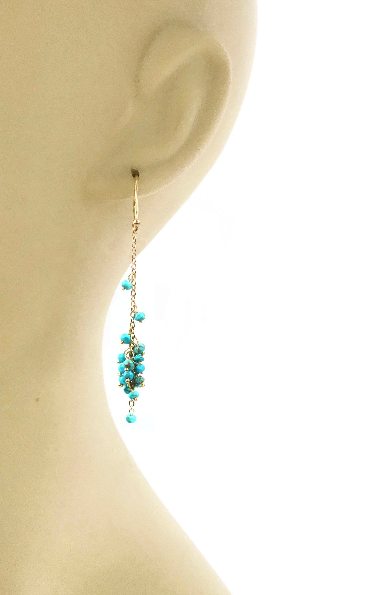 Gena Myint - Cascading Turquoise Cluster Earrings -