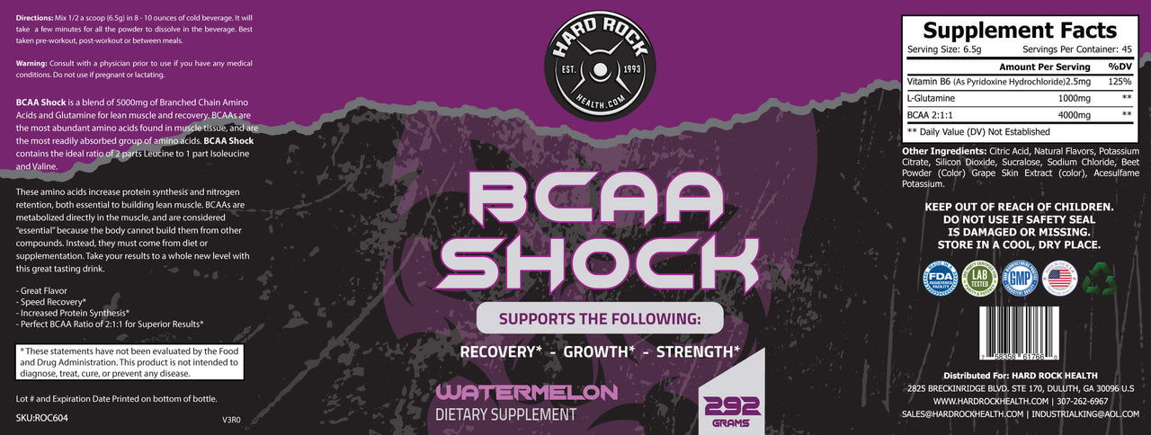 BCAA Shock Powder Watermelon- Recovery, Growth, Strength