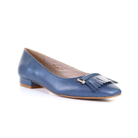 Thumbnail for Tassel Leather Square Toe Ballerina (Blue)