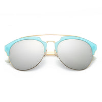 Thumbnail for Corolla | CA15 - Half Frame Mirrored Lens Horned Rim Sunglasses Circle - 6 COLORS -