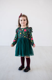 Thumbnail for Eclipse Kids - Long Sleeve Tulle Dress - Moody Flowers - SIZES 2T THRU 11/12 -