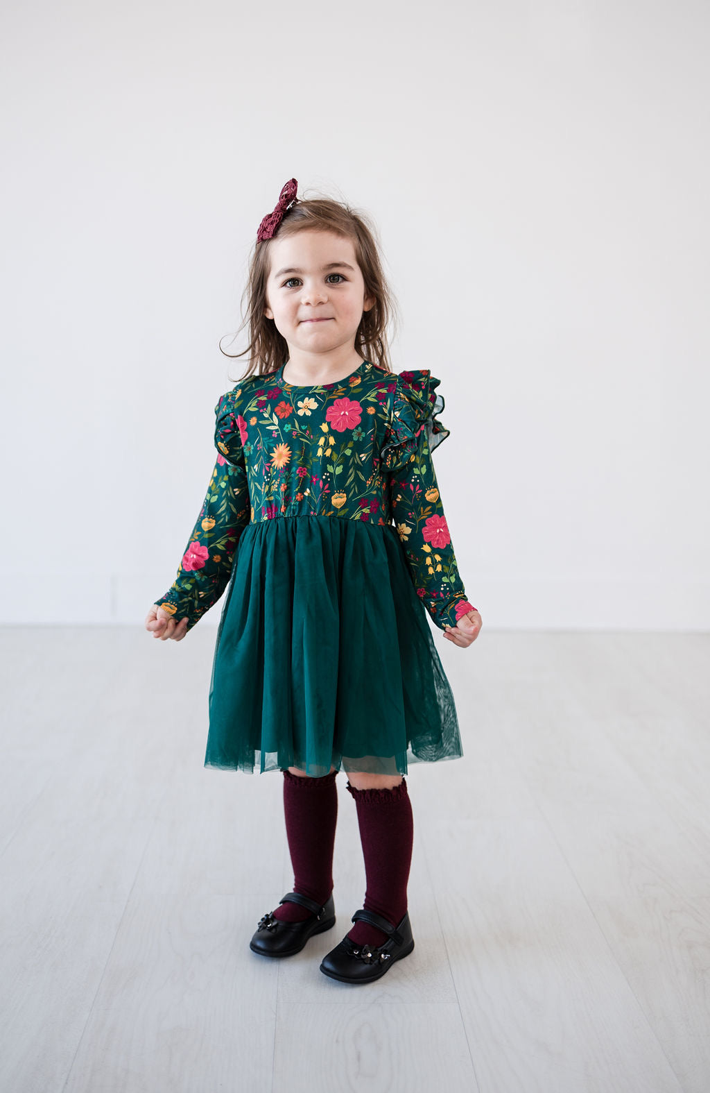 Eclipse Kids - Long Sleeve Tulle Dress - Moody Flowers - SIZES 2T THRU 11/12 -