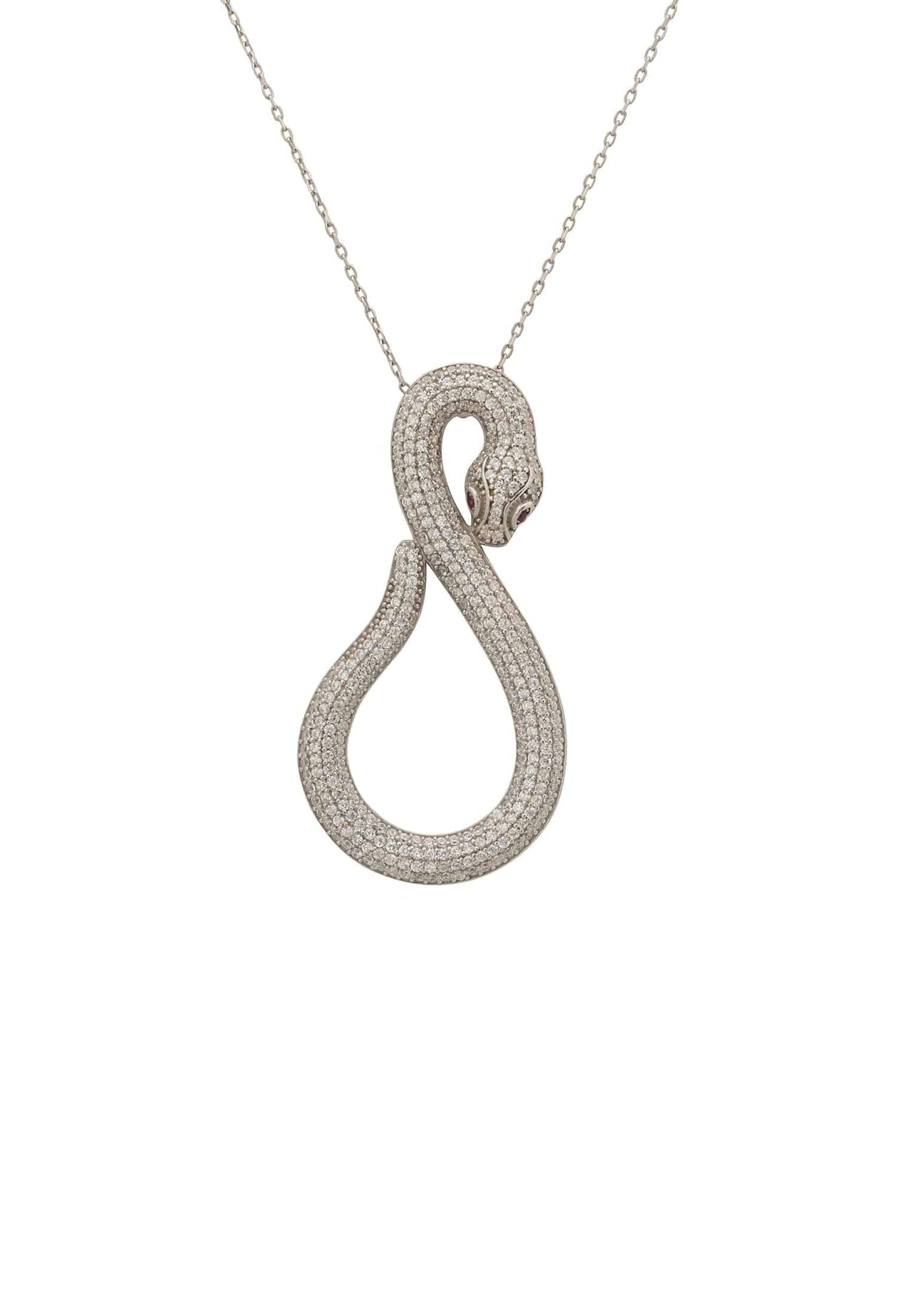 LATELITA - Asp Snake Pendant Necklace Silver White -