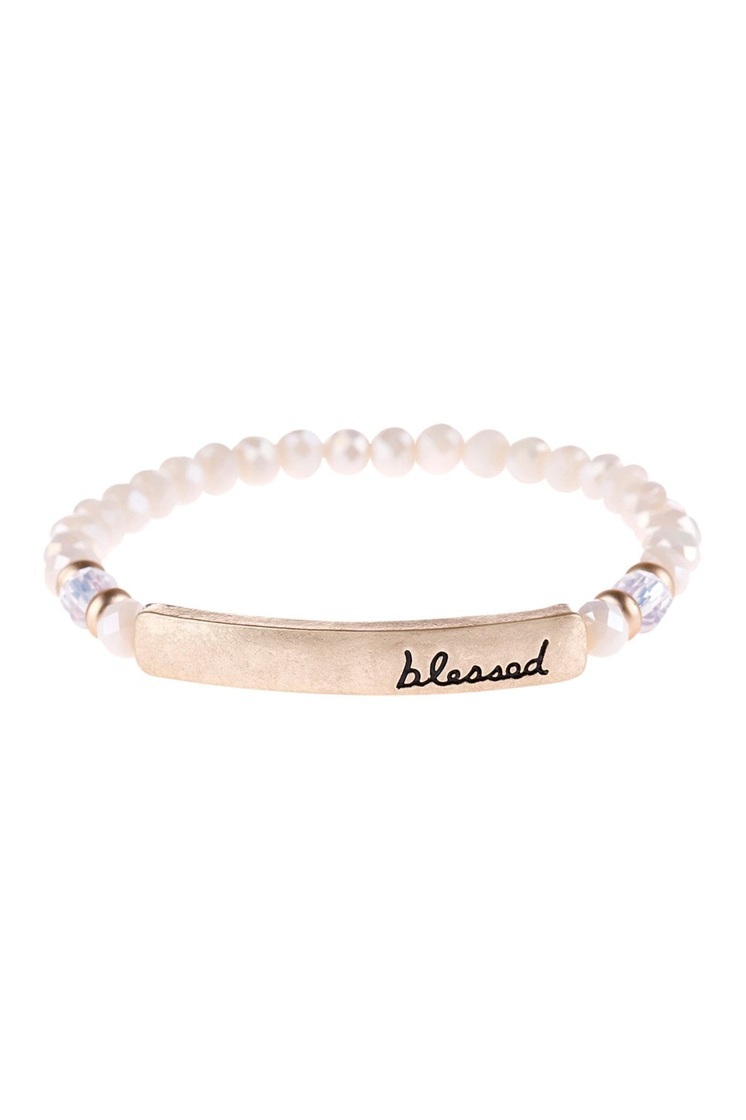 "Blessed" Rondelle Beads Stretchable Bracelet - 6 COLORS -