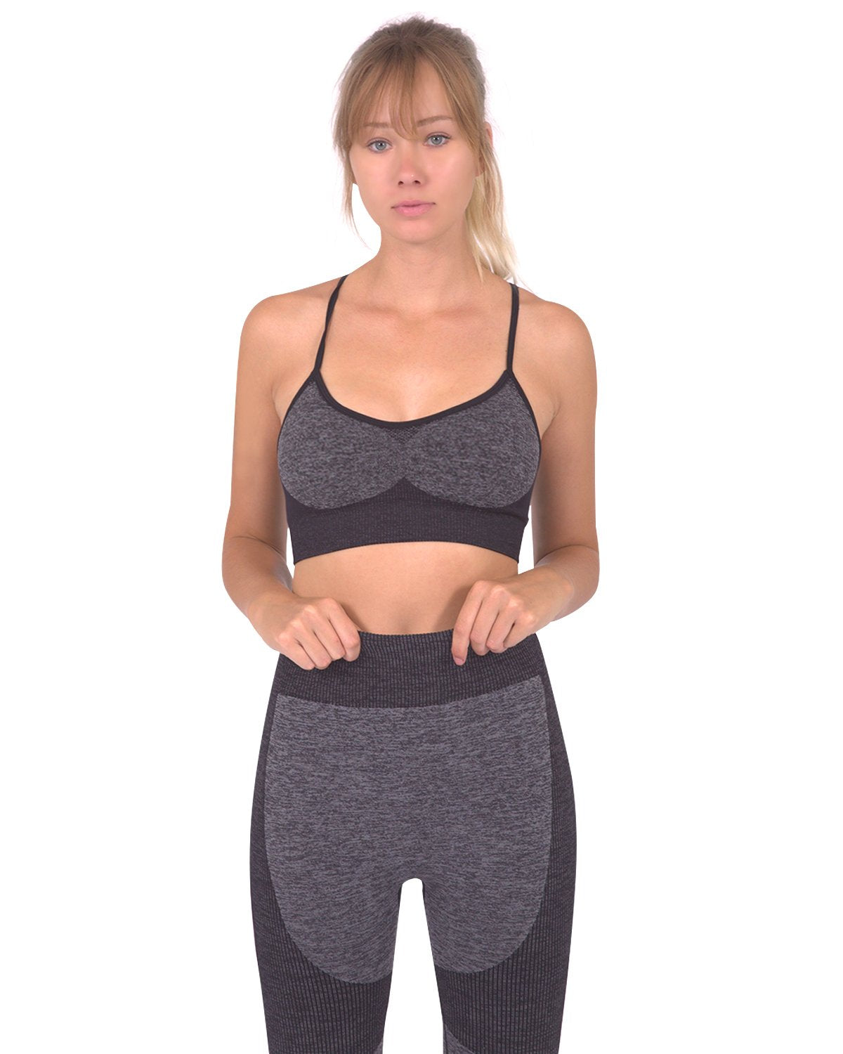 Savoy - Megara Seamless Sports Bra With Striped Band - Black - 1 COLOR -