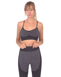 Thumbnail for Savoy - Megara Seamless Sports Bra With Striped Band - Black - 1 COLOR -