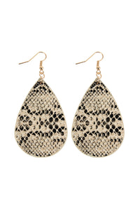 Thumbnail for Riah Fashion - Faux Snake Skin Teardrop Leather Earrings - 4 COLORS -