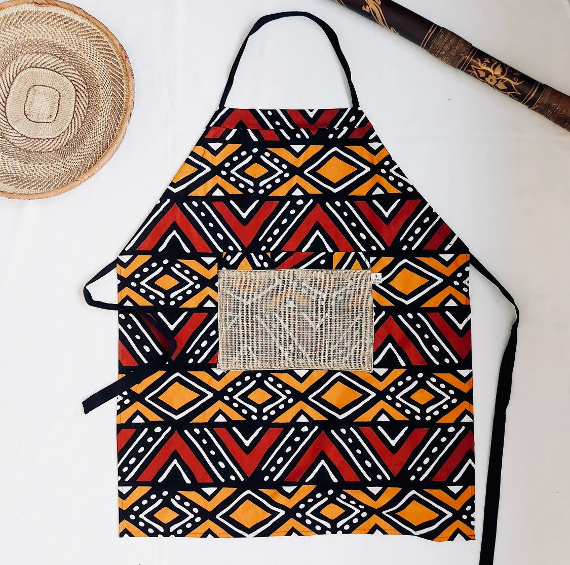 Sunsum - The Mashona, Adjustable, Burlap Pocket, Wax Print Aprons - 5 COLORS -