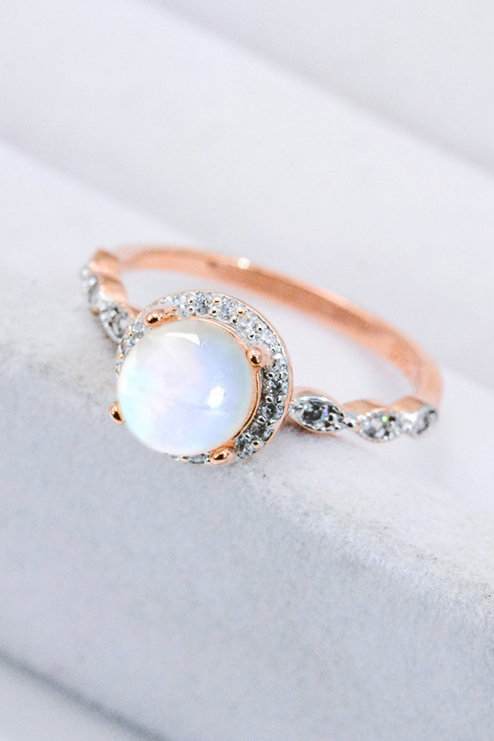 Round Moonstone Ring - T - SIZES 6 THRU 9 - 1 FINISH -