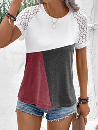 Thumbnail for Color Block Raglan Sleeve Round Neck Tee - T - 4 COLORS -