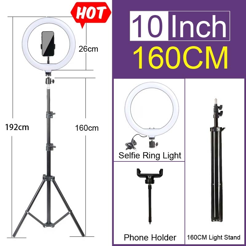 Ringlight for Makeup - Ring Light - LED Selfie Stand - Tripod - Dimmable - YouTube Lamp Photo Video Camera Phone stand - [23 DAY DELIVERY] -  14 SIZES -