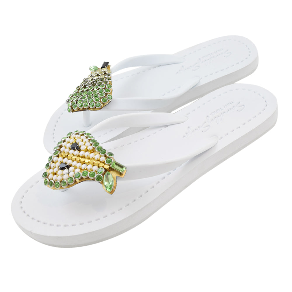 SAND BY SAYA N.Y. - Pear - Rhinestone Flat Flip Flops Sandal - 5 COLORS