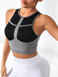 Thumbnail for Color Block Round Neck Active Tank