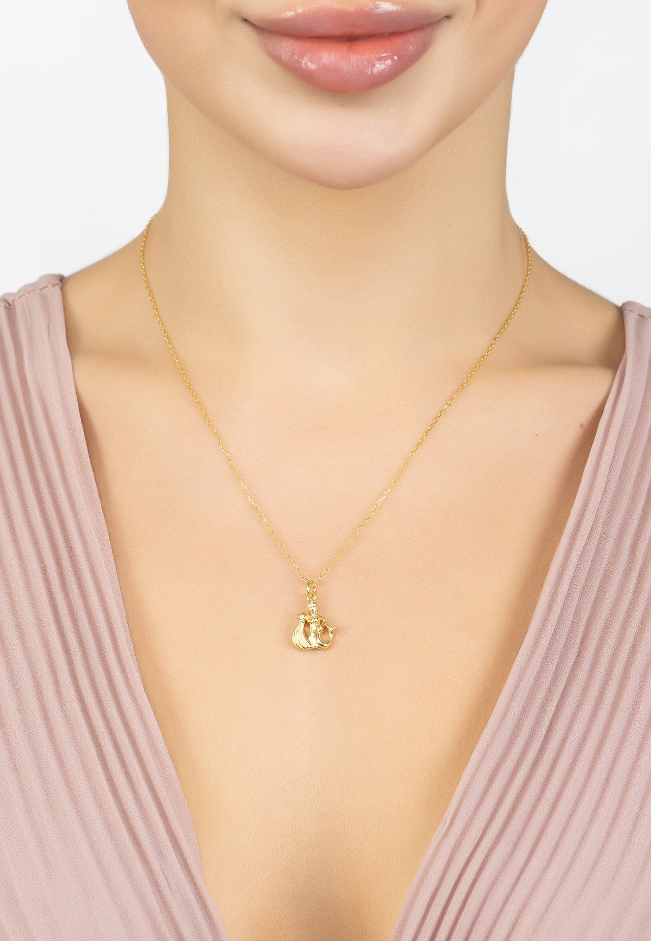 Zodiac Star Sign Necklace Gold Aquarius -