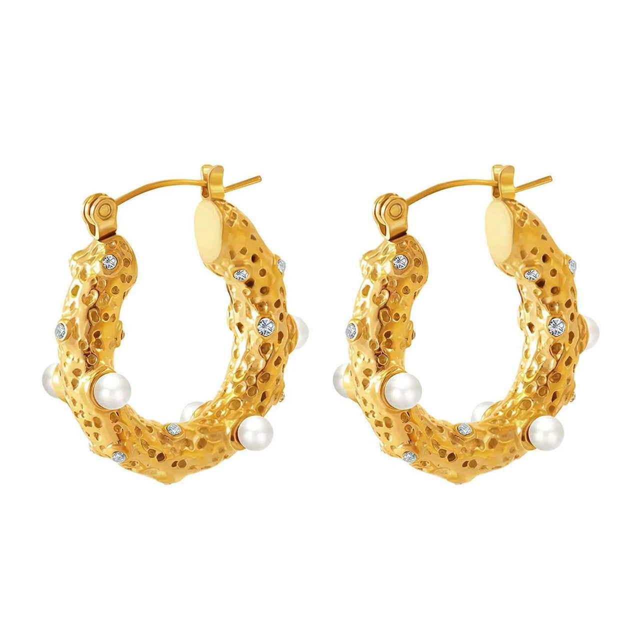 Akalia - Show Me Pearls Hoop Earrings -