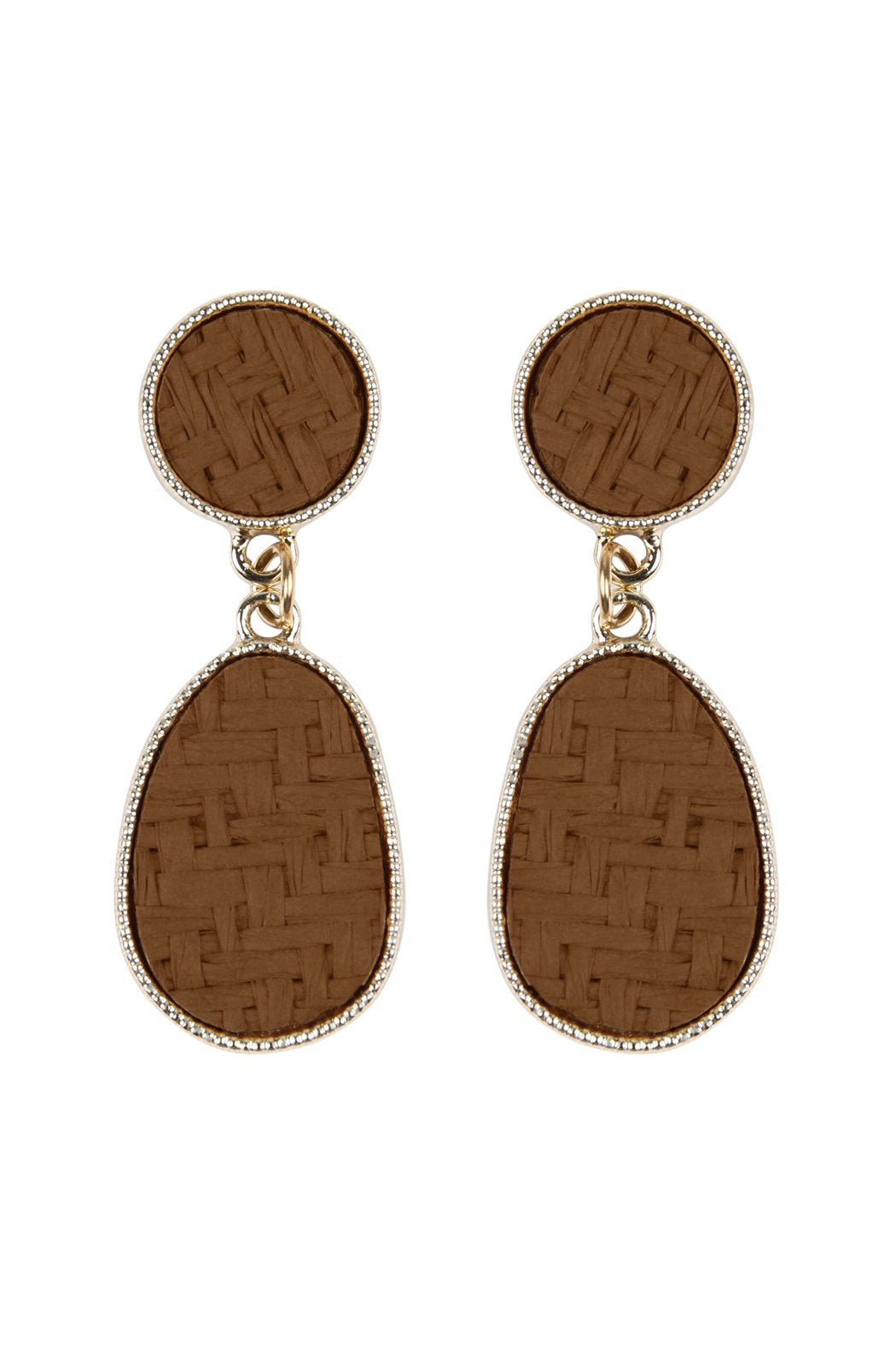 Woven Straw Dangle Drop Earrings - 3 COLORS -