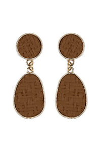 Thumbnail for Woven Straw Dangle Drop Earrings - 3 COLORS -