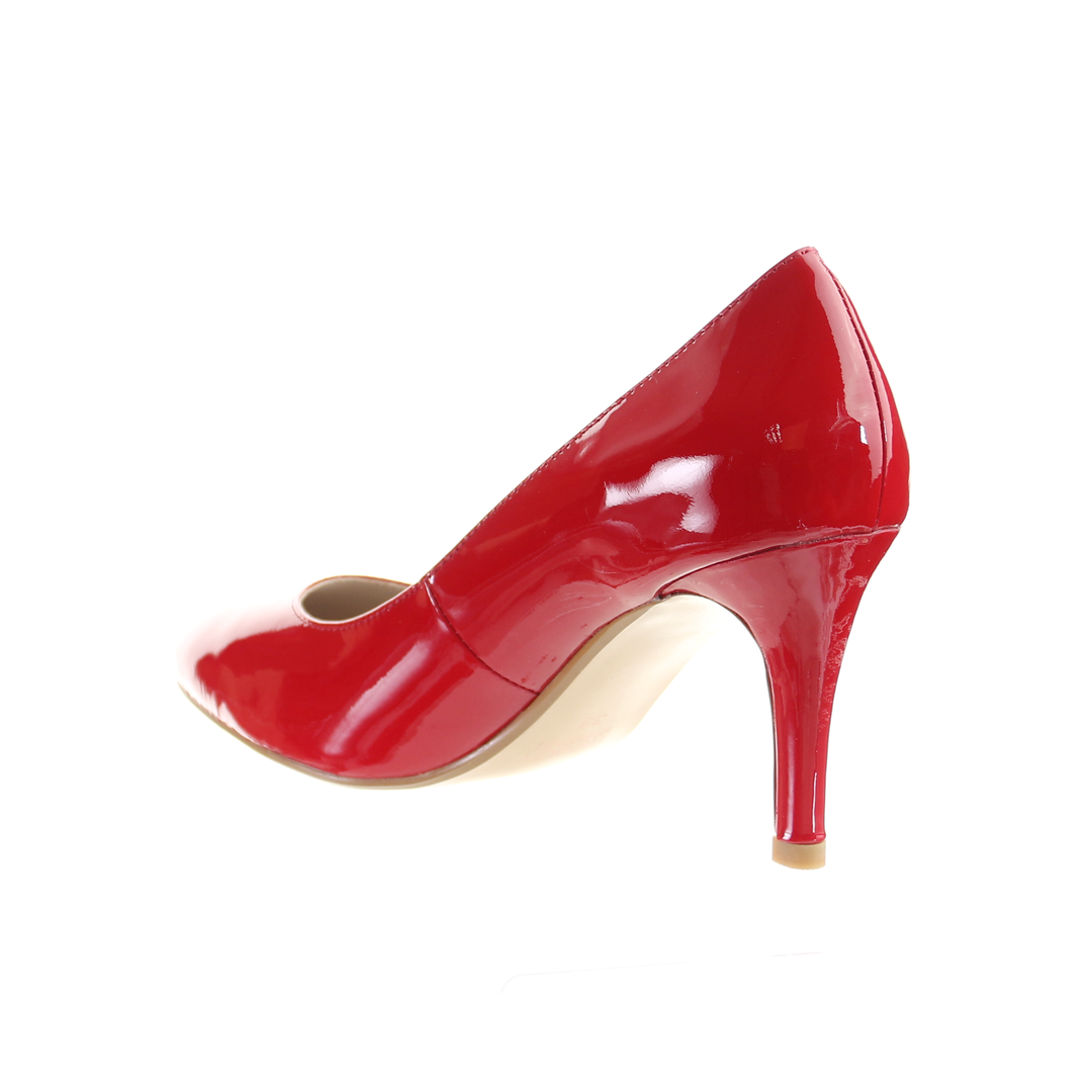 Patent Leather 8cm Pin Heel Round Toe Pumps-Red